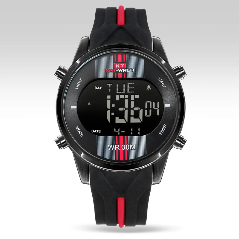 KAT-WACH, модные часы, мужские спортивные цифровые часы, водонепроницаемый светодиодный, военные наручные часы, мужские часы, Erkek Kol Saati - Цвет: SYNOKE red