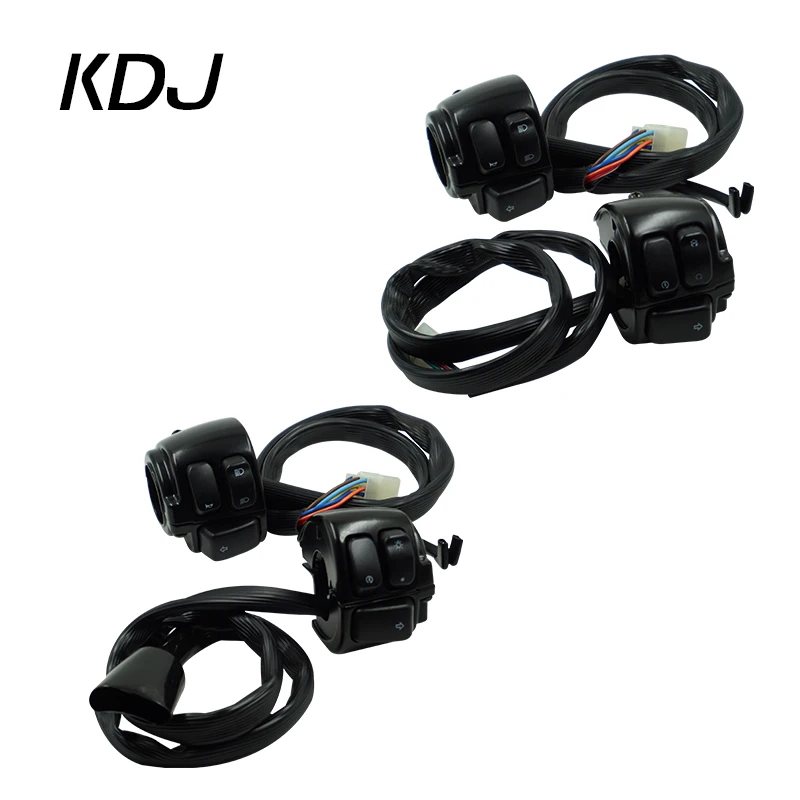 

1"25mm Black Left and Right Motorcycle Handlebar Control Switch With Wiring Harness For Harley