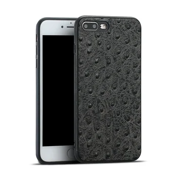 

Wangcangli Genuine Leather Phone Case For iPhone 7P Ostrich Texture Back Cover For iPhone 6 6S 7 8 Plus X SE 5 5S Phone Shell