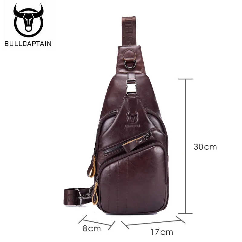 BULLCAPTAIN 2019 جلد أصلي للرجال حقيبة ساعي عارضة Crossbody حقيبة أزياء الرجال حقيبة يد الرجال حقيبة صدر للرجال الذكور حقيبة كتف