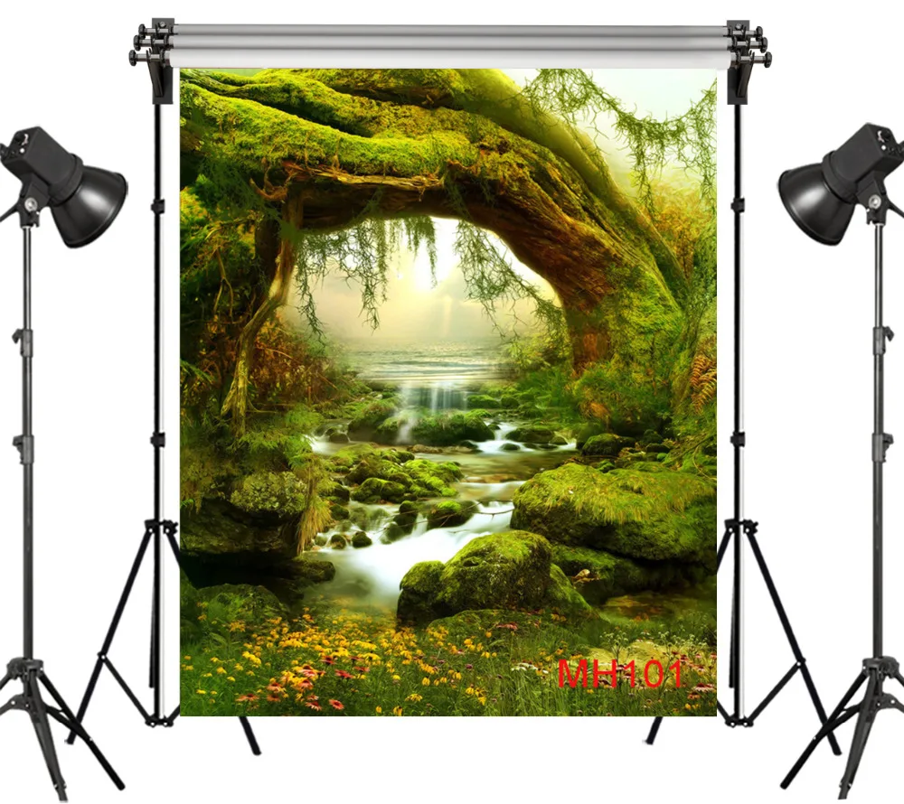 

Polyester & Vinyl Dead Tree Bridge Moss Creek Wonderland Child Studio Backdrop Photography Photo Props Photographic Background