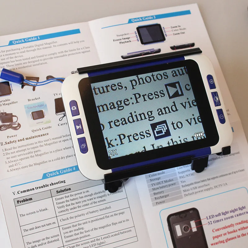 Low vision reading the newspaper electronic visual aids 32x digital