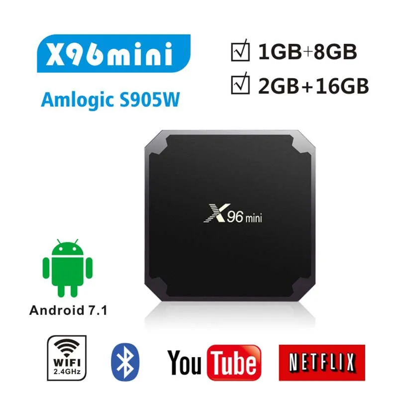 X96 мини ОС Android 7 1 amlogic S905W Смарт ТВ коробка 1g/2g ram 8g/16g rom 4 ядра 2 4g Wi-Fi 1080 p H.265