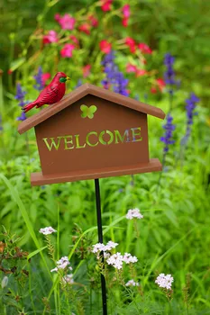 

Retro Iron Bird House Welcome Card Garden Decoration Outdoor Flower Oraments