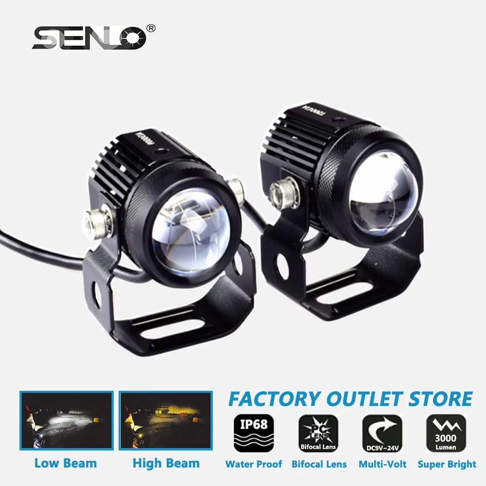 Baratos 2019 nuevo foco de alta potencia pequeño faro de conducción hi lo blanco amarillo led luz de trabajo motocicleta moto Faro de scooter