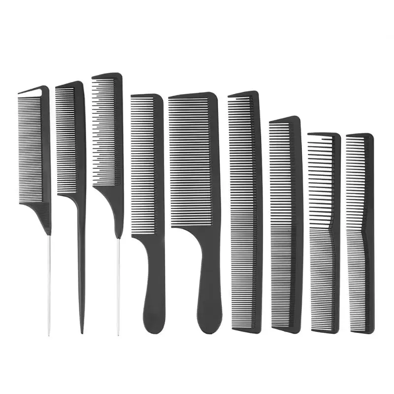 

9pcs/Set Professional Hairdressing Carbon Comb For Haircut Hair styling Anti-static Haircut Comb Set With Container Bag Matching