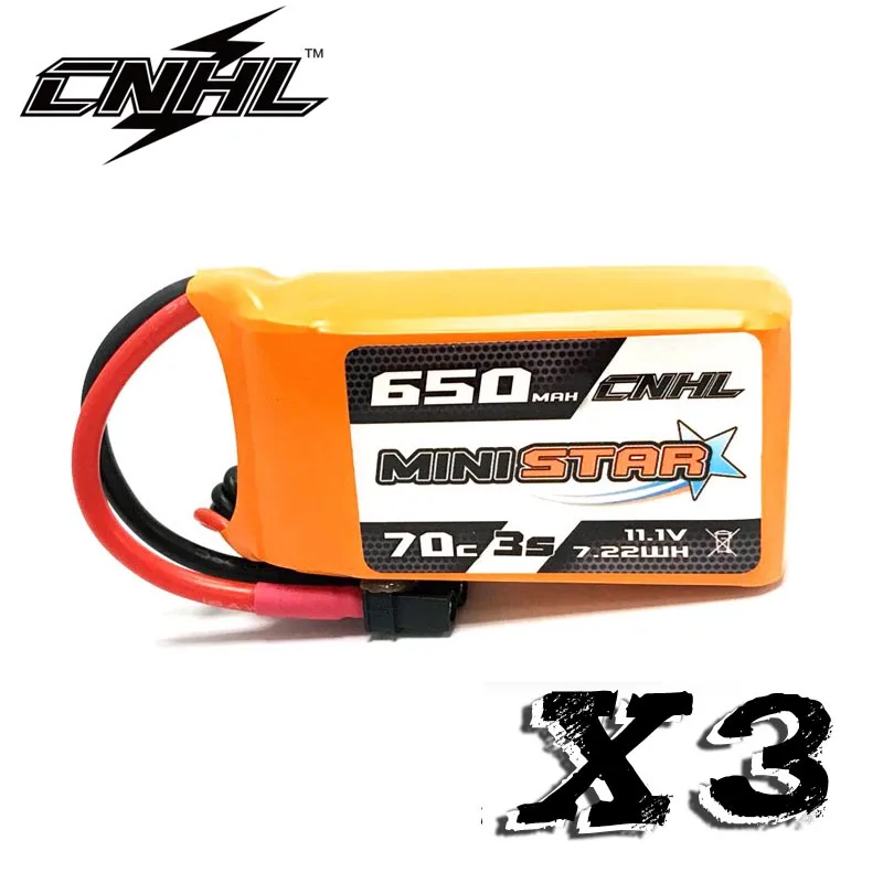 3 шт CNHL MiniStar 650mAh 11,1 V 3S 70C Lipo батарея с XT30U вилкой - Цвет: 3pcs