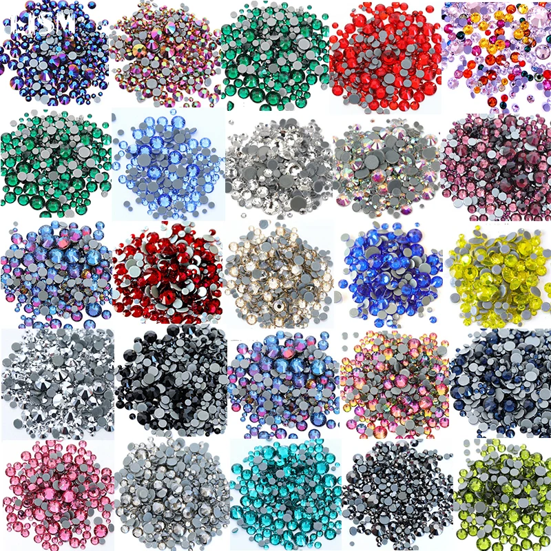 

LISM AAAAA Crystals Mix Size 1000Pcs High Guality Hot Fix Rhinestones Strass DIY Clothes wedding Sewing Rhinestones glass