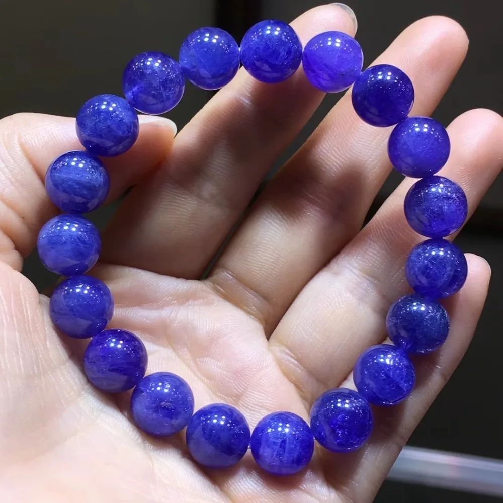 

Top Quality Natural Tanzanite Blue Zoisite Clear Round Beads Women Man Bracelet 9.5mm From Tanzania Tanzanite Hot AAAAAA