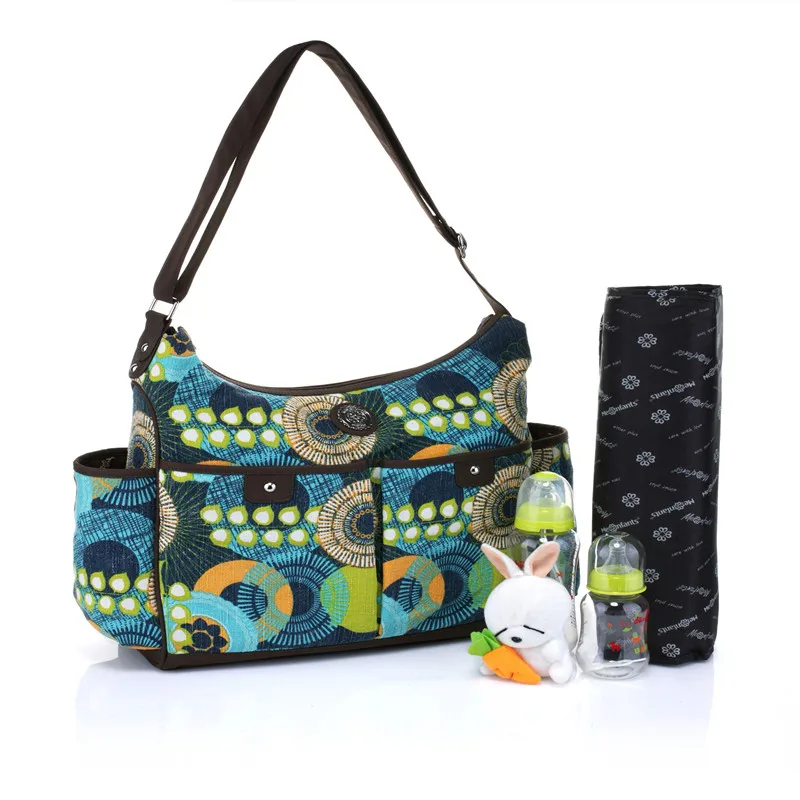 

Mummy Diaper Bag Colourful Pregnant Women Linen Printing Fashion Baby Feeding Kids Maternity Nappys Bags Nursing Travel Outdoor
