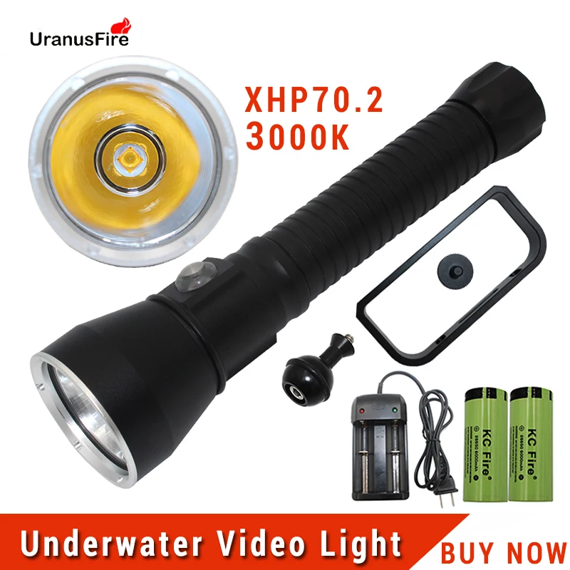 

XHP70.2 LED Underwater Video Light Torch 4000 Lumens Waterproof led Dive Lamp 26650 Professional Scuba Diving Flashlight XHP70