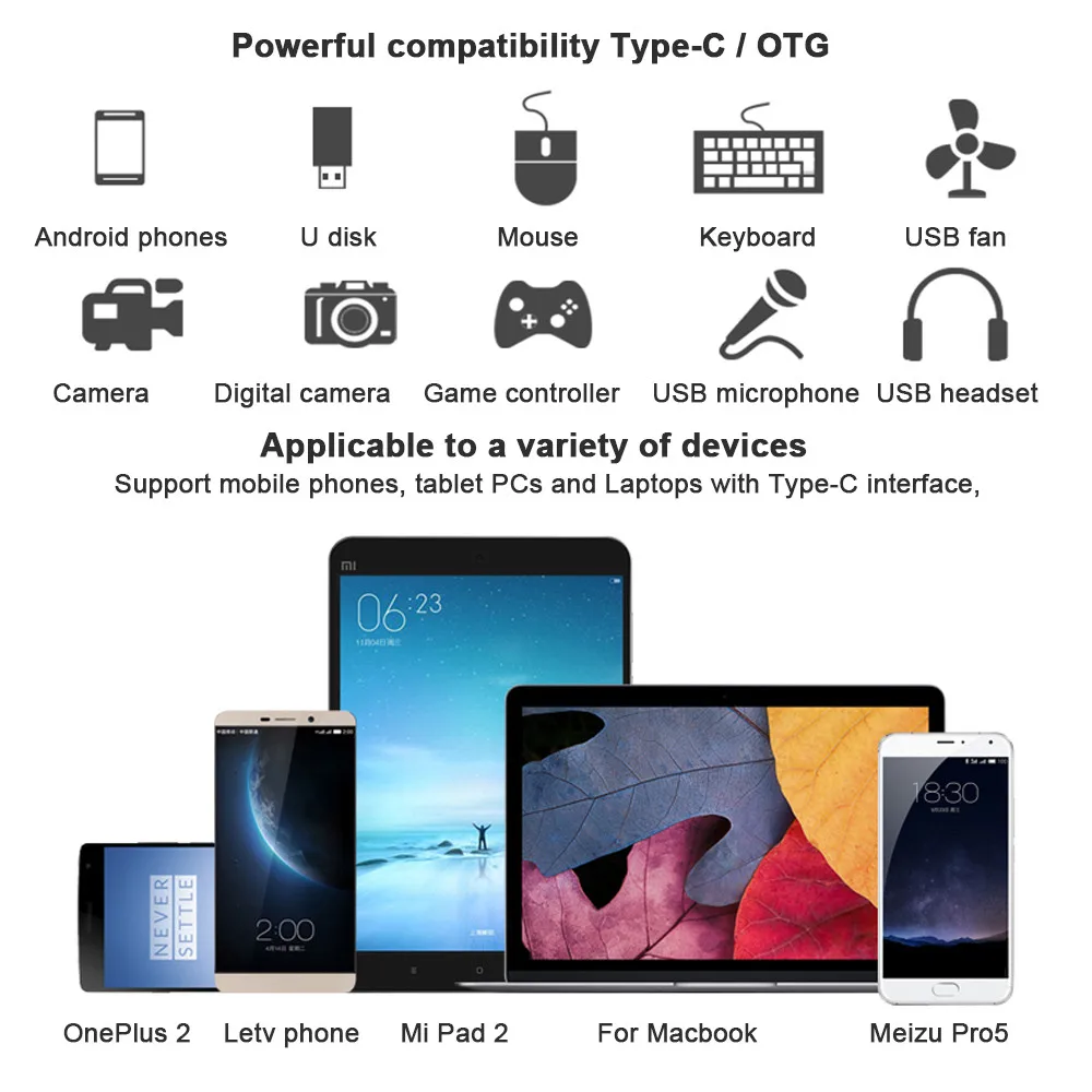 Robotsky USB 3,1 type C к USB 3,0 конвертер usb type-C OTG адаптер для Chromebook Macbook huawei P9 Xiaomi 4C Nexus 5X6 P LG G5