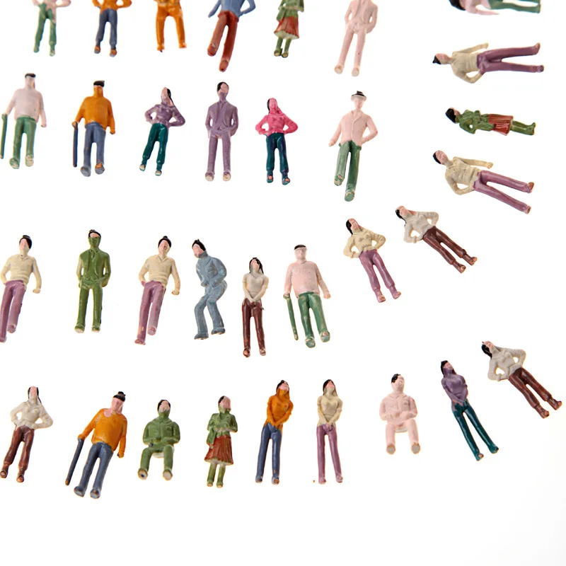 100pcs Modelos de Paisaje de Tren Sin Pintar Personas Figuras 1:75