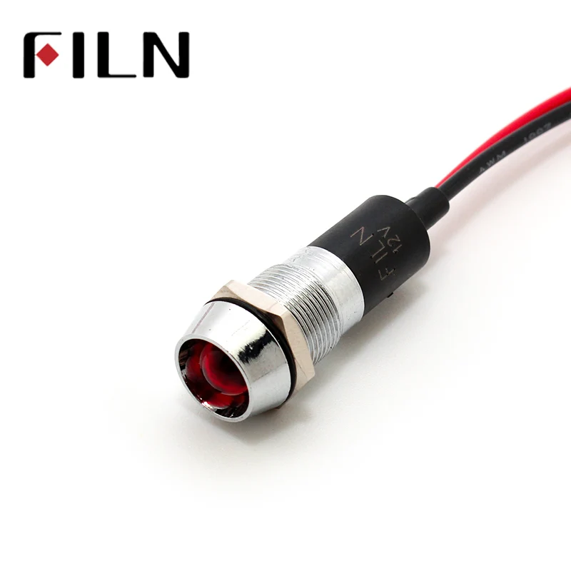 FILN FL1M-12CW-1 12 мм Металл красный зеленый желтый, синий, белый led 220 v Индикатор с 20 см кабель