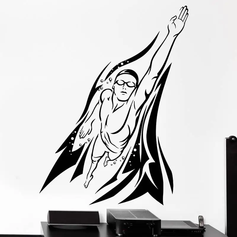 Стикер плавание наклейка с логотипом и именем плавателя плакаты для плавания