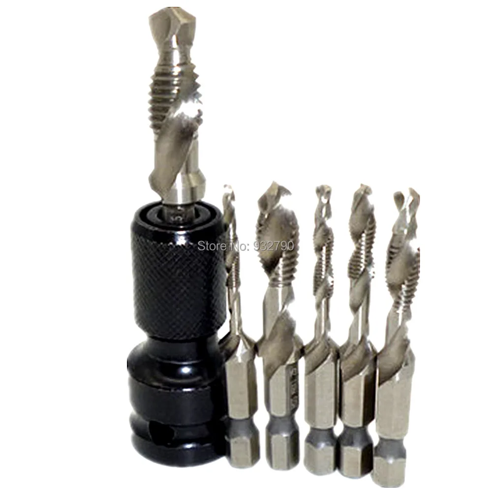 Drill Tap Countersink Deburr Set Metric 6pc Combination Drill Tap Bit M3-M10 Hss