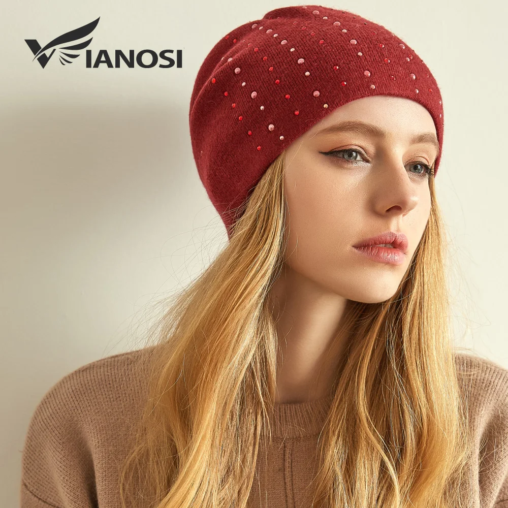 

VIANOSI Winter Wool Hats for Women High Quality Knitted Brand Hat Cap Warm Chunky Thick Stretchy Knit Beanies for Ladies