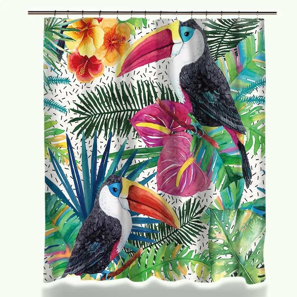 The Flowers And Birds Waterproof Fabric Home Decor Shower Curtain Bathroom Mat