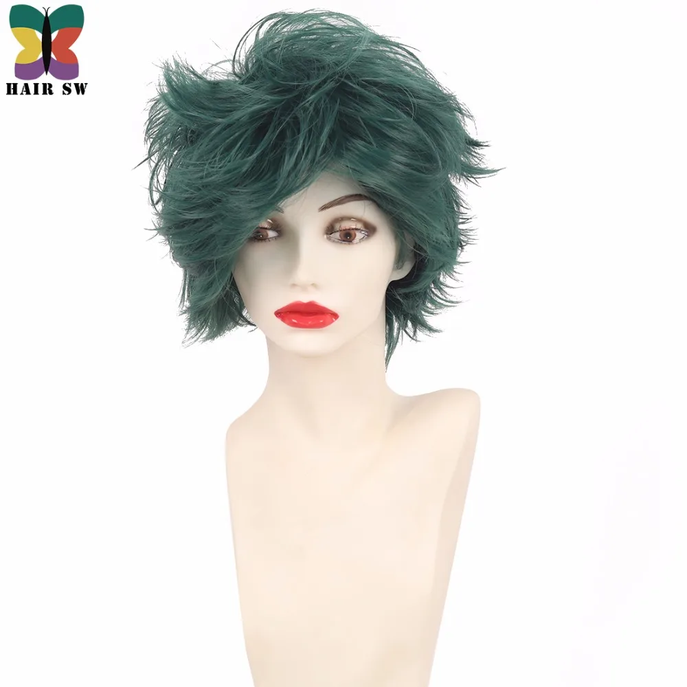 

Short Curly My Hero Academia Cosplay Wig Green Synthetic Costume Fluffy Wig By HAIR SW