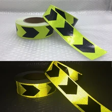 Fluorescent yellow Margin arrow PET Reflective Tape Reflective Safety Warning Tape for car free shipping Fluorescent yellow Margin arrow PET Reflective Tape Reflective Safety Warning Tape for car free shipping
