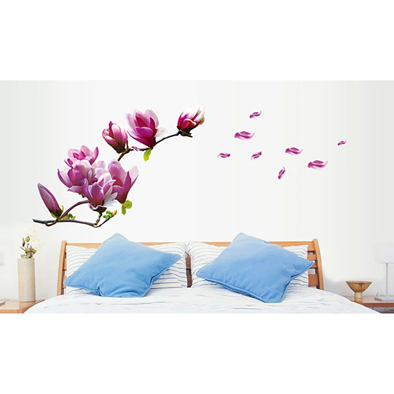 DIY Magnolia Flower Wall Stickers Wall Decal Living Room Wallpaper For Home Murals Art Living Room Decorations Wall Sticker
