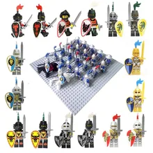 24pcs Medieval Age Castle knights Lion Golden Dragon Slive Hawk compatible Building Block Rome Warrior knight figure