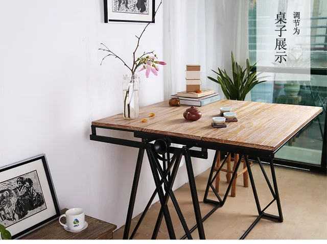 Multifunction Folding Telescopic Lift Racks Solid Wood Dining Table Multifunction Folding Telescopic Lift Racks Solid Wood Dining Table Wrought Iron Coffee
