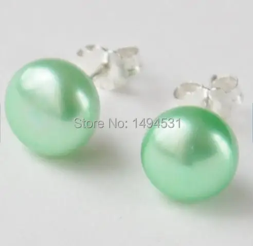 

Wholesale Pearl Jewelry, Mint Green Freshwater Pearl Earrings , 925 Sterling Silver Post Earring, 8-8.5mm Fashion Lady's Jewelry
