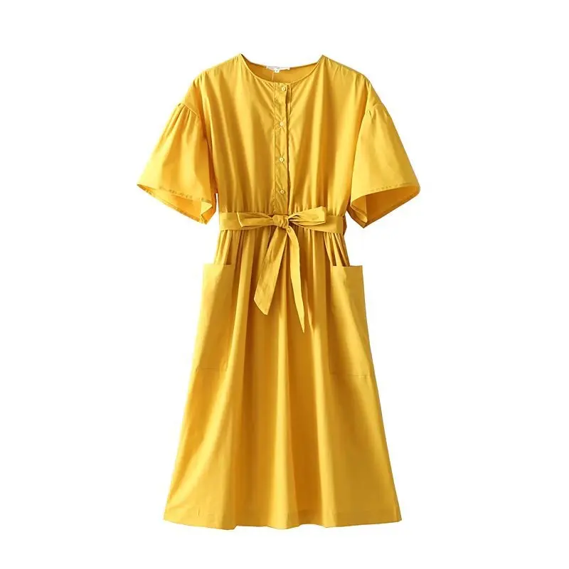 

Hot sale In June 50-5167 American fashion dress with belt Women Dress summer Fashion Dresses short Sleeve