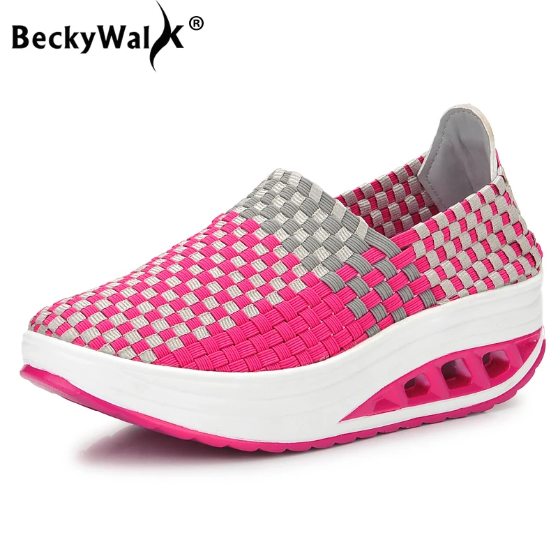 Кроссовки BeckyWalk женские на платформе повседневная плетеная обувь сетчатые
