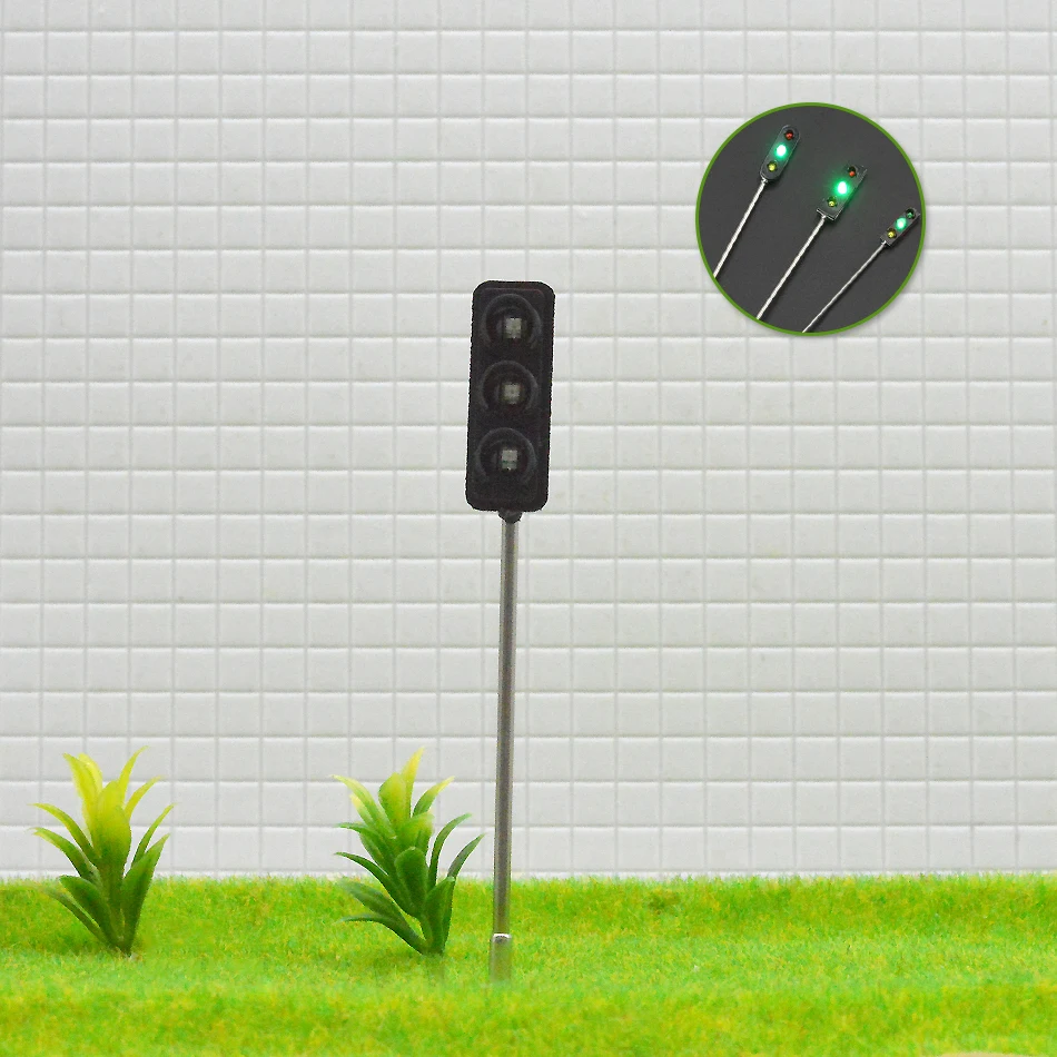 

6pcs Model Traffic Signal Light 5V Height about 68mm Traffic Metal with Plastic Model Train Layout