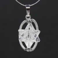 100-Unique 1 Pcs Classic Silver Plated MerKaBa Natural Rock Crystal Pendant For Amulet Jewelry 1