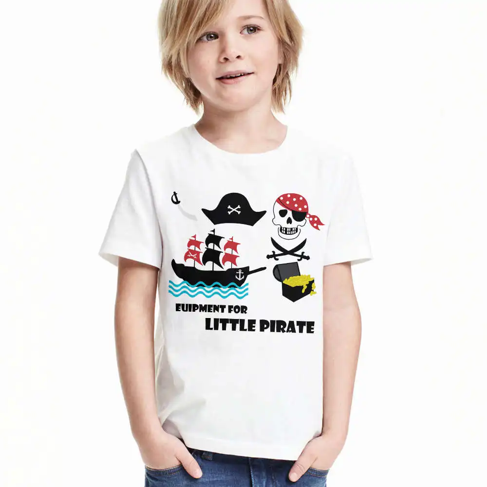 

toddler boys t-shirt little Pirate boat baby t shirt treasure skull little Pirate equipment infant girls clothes kids tops tees