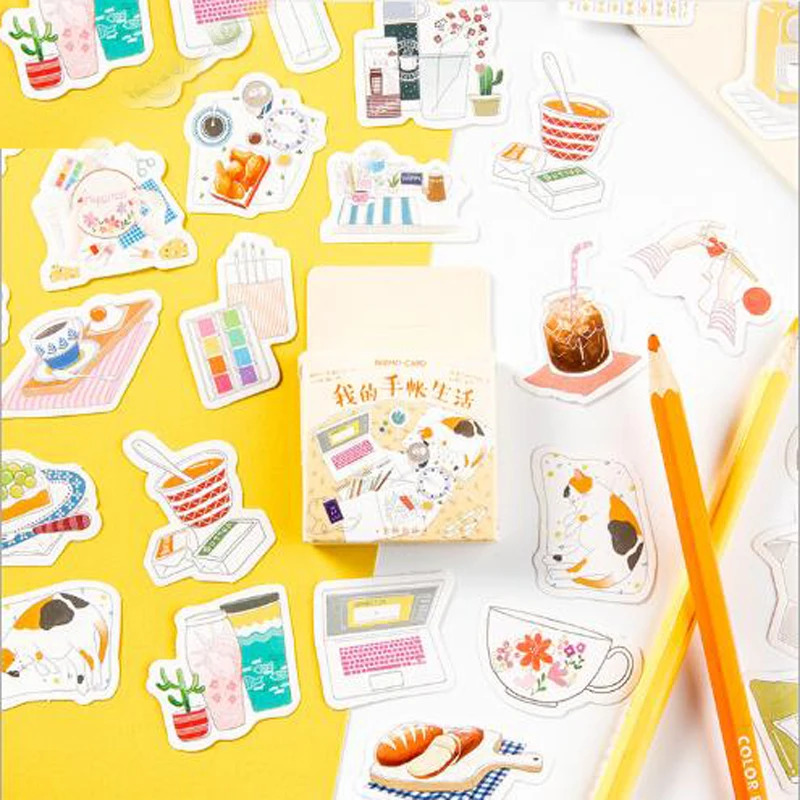

45 Pcs/box My Hand Account Life Label Stickers Decorative Stationery Craft Stickers Diary Scrapbooking DIY Gift For Children