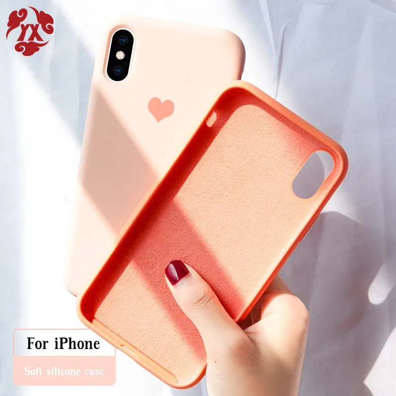 

Love Heart Original Soft Silicone Phone Case For iPhone X 10 XS MAX XR Liquid Shockproof Back Cover on iPhone 8 7 6 6S Plus Case