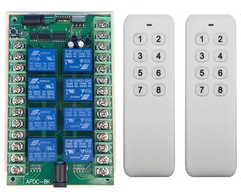 DC 12V 24V 8 CH каналов 8CH RF беспроводной пульт дистанционного управления Система дистанционного управления приемник передатчик 8CH реле 315/433 MHz