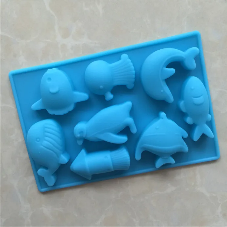 

8 Cavity Ocean World Bio-Silicone Chocolate Mould Ice Cube Mould Diy Houseware Easy to take off