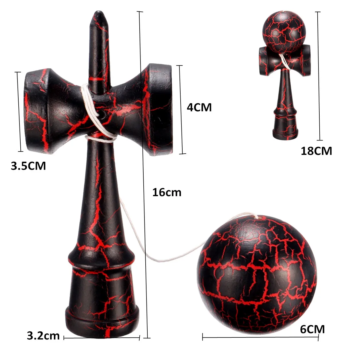 18 см полный Crackle деревянный шар Kendama образование традиционная игра игрушка