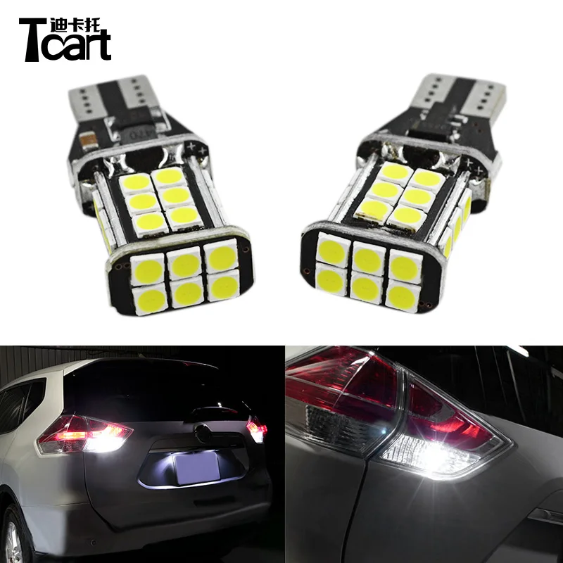 Tcart Car LED Reverse Lights Bulbs T15 Reversing Lamps White Back Up