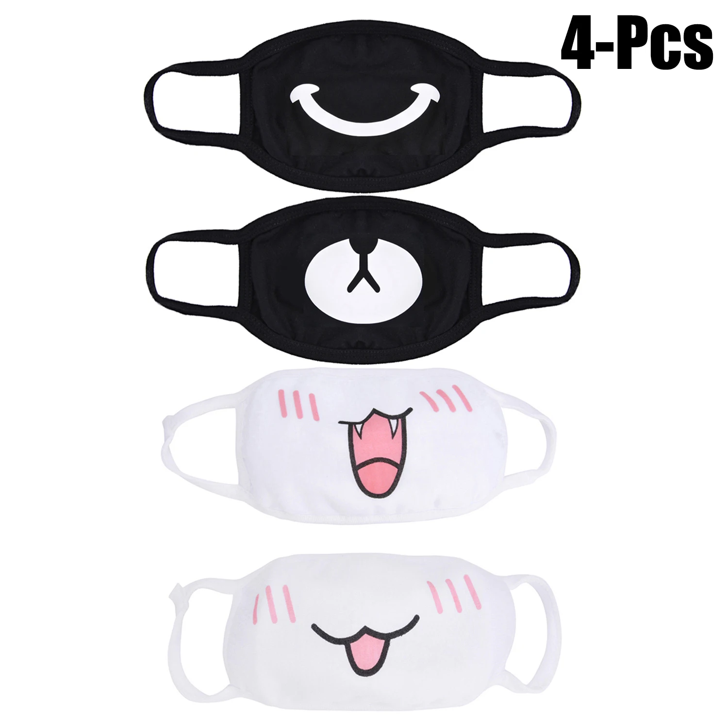 4pcs Cute Anti Dust Mask Cotton Mouth Mask Emotiction Masque Kpop Lucky Bear Masks Anime Cartoon Kwaii Mouth Muffle Face Mask - Цвет: Многоцветный