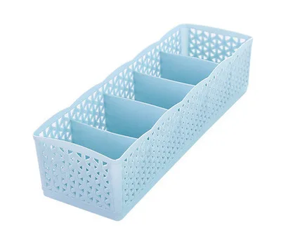 5 сетки гардеробные принадлежности, коробки для хранения Корзина Организатор Для женщин Для мужчин шкаф носки для хранения нижнего белья, бюстгальтеров коробка Пластик контейнер-Органайзер - Цвет: Blue