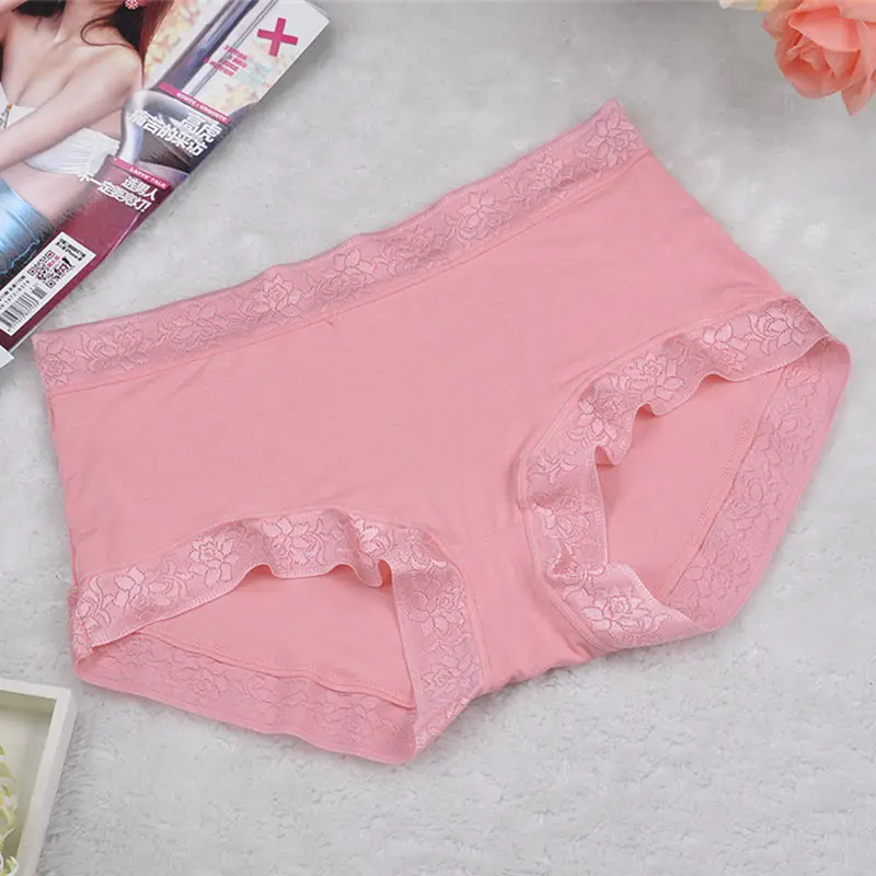 high elastic candy color girl panties Underwear L XL Women's Sexy lace panties Female Briefs