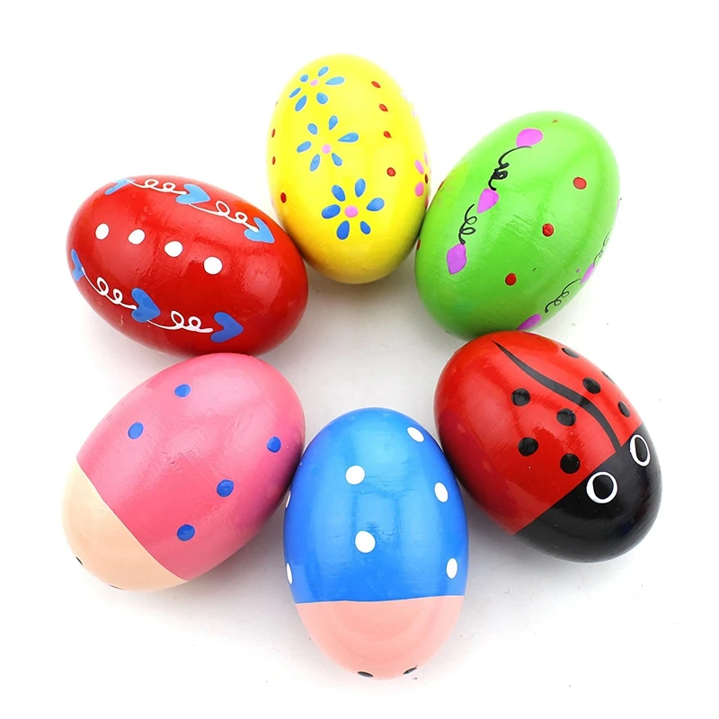 Набор из 6 деревянная перкуссия игрушка, музыкальное яйцо maracas яичные шейкеры для детей - Цвет: Multicolor