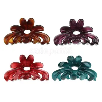 

Hot Sale Wholesale Floral Gorgeous Candy Color Colorful Convenient Acrylic Crab Hair Claw Clip Accessory 4Pieces Women Jewelry