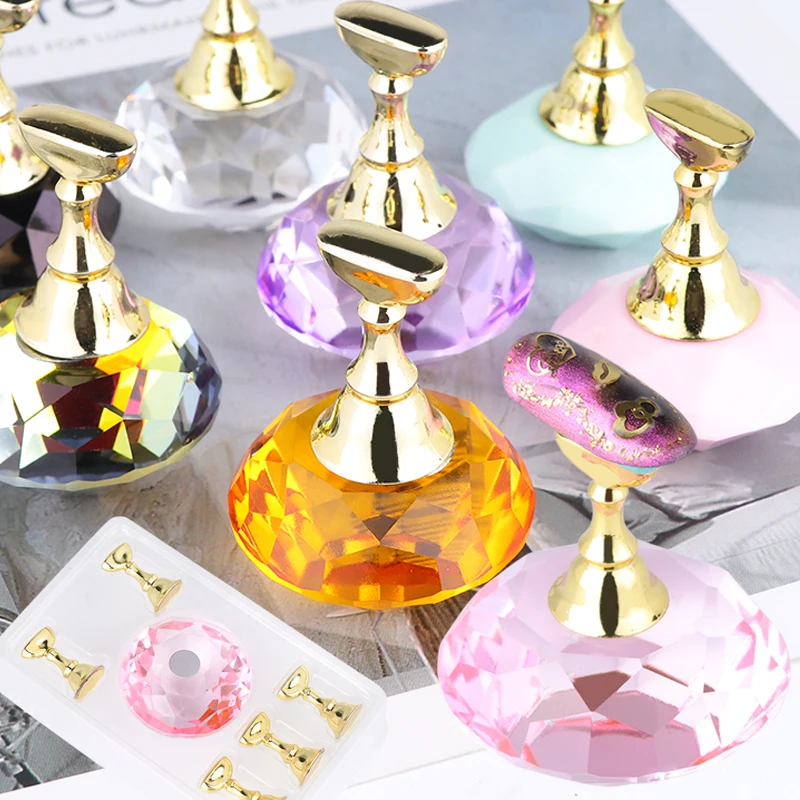 

1 set Crystal False Nail Tips Holder Display Magnetic Alloy Practice Stand Board Fake Nails Extension Manicure Accessories TR741