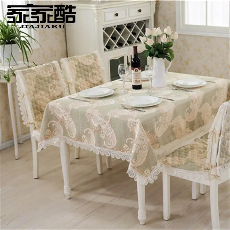 

JIAJIAKU Brand Polyester Tablecloths High Quality Jacquard Customized Furniture Covers SET Dining Table Chair Seat Pads