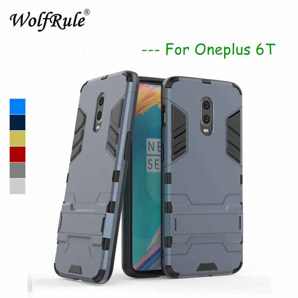

WolfRule Oneplus 6T Case Oneplus 6T Cover Soft Silicone + Plastic Kickstand Fundas Back Case For Oneplus 6T 6 T Phone Case 6.41"