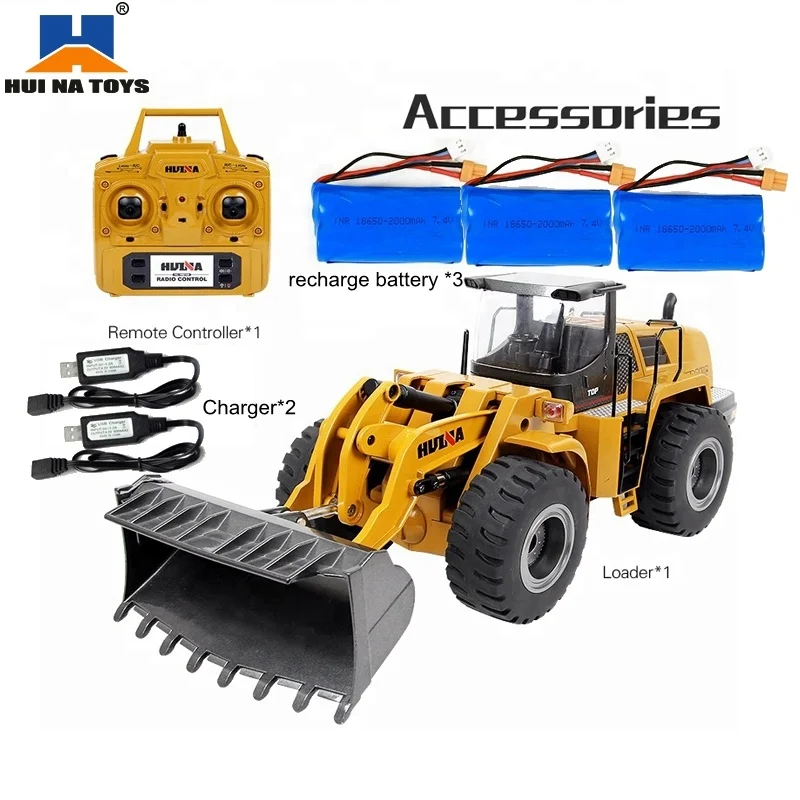 

HUINA 583 1583 1:14 10CH RC Metal Emulational Truck Loader Big Excavator Alloy Safe Loader Wheel RC Bulldozer Gift for Boys