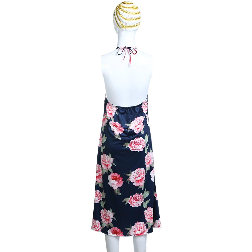 Летний модный Семейный комплект одежды для мамы и дочки, платья без рукавов с цветочным принтом и открытой спиной