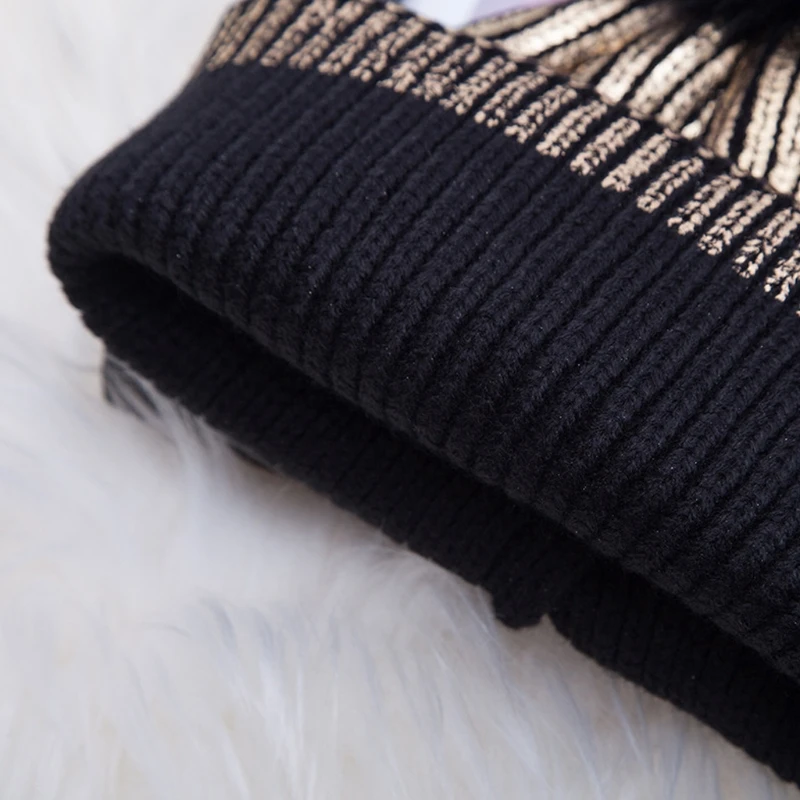 MoneRffi женский зимний теплый металлический блестящий вязаный крючком чепчик шляпа маленький шарик для волос Теплый Блестящий 2019 модный